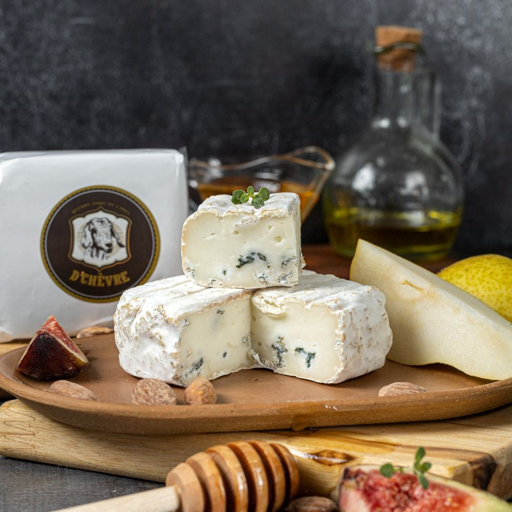 Queijo Artesanal de Casca Florida e Veios Azuis de Leite de Cabra  – Peça 220G